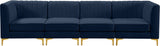 Alina Velvet / Engineered Wood / Metal / Foam Contemporary Navy Velvet Modular Sofa - 119" W x 33.5" D x 31" H