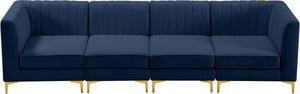Alina Velvet / Engineered Wood / Metal / Foam Contemporary Navy Velvet Modular Sofa - 119" W x 33.5" D x 31" H