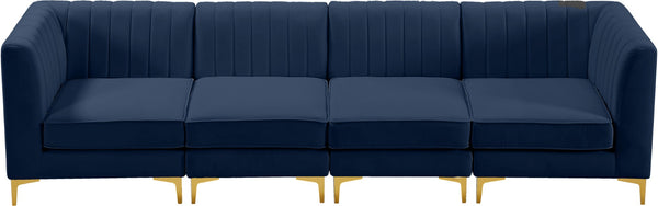Alina Velvet / Engineered Wood / Metal / Foam Contemporary Navy Velvet Modular Sofa - 119" W x 33.5" D x 31" H