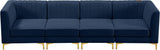 Alina Velvet / Engineered Wood / Metal / Foam Contemporary Navy Velvet Modular Sofa - 119" W x 33.5" D x 31" H