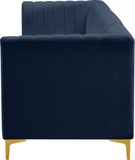 Alina Velvet / Engineered Wood / Metal / Foam Contemporary Navy Velvet Modular Sofa - 119" W x 33.5" D x 31" H