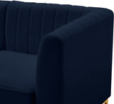 Alina Velvet / Engineered Wood / Metal / Foam Contemporary Navy Velvet Modular Sofa - 119" W x 33.5" D x 31" H