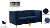 Alina Velvet / Engineered Wood / Metal / Foam Contemporary Navy Velvet Modular Sofa - 67" W x 33.5" D x 31" H