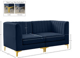 Alina Velvet / Engineered Wood / Metal / Foam Contemporary Navy Velvet Modular Sofa - 67" W x 33.5" D x 31" H