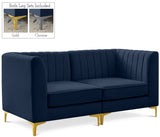 Alina Velvet / Engineered Wood / Metal / Foam Contemporary Navy Velvet Modular Sofa - 67" W x 33.5" D x 31" H