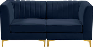 Alina Velvet / Engineered Wood / Metal / Foam Contemporary Navy Velvet Modular Sofa - 67" W x 33.5" D x 31" H