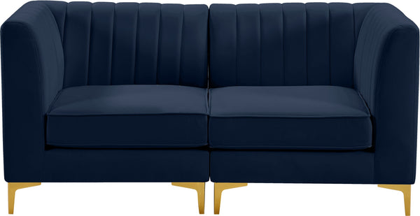 Alina Velvet / Engineered Wood / Metal / Foam Contemporary Navy Velvet Modular Sofa - 67" W x 33.5" D x 31" H