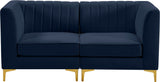 Alina Velvet / Engineered Wood / Metal / Foam Contemporary Navy Velvet Modular Sofa - 67" W x 33.5" D x 31" H