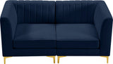 Alina Velvet / Engineered Wood / Metal / Foam Contemporary Navy Velvet Modular Sofa - 67" W x 33.5" D x 31" H