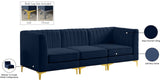 Alina Velvet / Engineered Wood / Metal / Foam Contemporary Navy Velvet Modular Sofa - 93" W x 33.5" D x 31" H