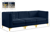 Alina Velvet / Engineered Wood / Metal / Foam Contemporary Navy Velvet Modular Sofa - 93" W x 33.5" D x 31" H