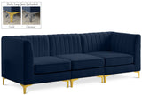 Alina Velvet / Engineered Wood / Metal / Foam Contemporary Navy Velvet Modular Sofa - 93" W x 33.5" D x 31" H