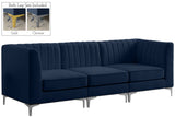 Alina Velvet / Engineered Wood / Metal / Foam Contemporary Navy Velvet Modular Sofa - 93" W x 33.5" D x 31" H