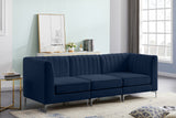 Alina Velvet / Engineered Wood / Metal / Foam Contemporary Navy Velvet Modular Sofa - 93" W x 33.5" D x 31" H