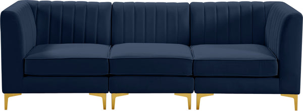 Alina Velvet / Engineered Wood / Metal / Foam Contemporary Navy Velvet Modular Sofa - 93" W x 33.5" D x 31" H