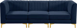 Alina Velvet / Engineered Wood / Metal / Foam Contemporary Navy Velvet Modular Sofa - 93" W x 33.5" D x 31" H