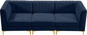 Alina Velvet / Engineered Wood / Metal / Foam Contemporary Navy Velvet Modular Sofa - 93" W x 33.5" D x 31" H