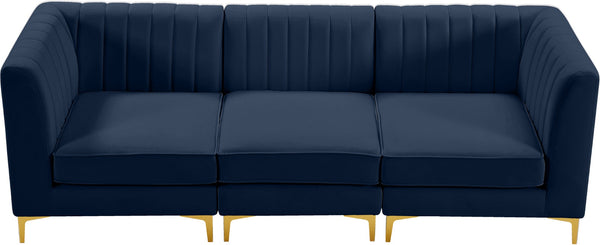 Alina Velvet / Engineered Wood / Metal / Foam Contemporary Navy Velvet Modular Sofa - 93" W x 33.5" D x 31" H