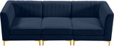 Alina Velvet / Engineered Wood / Metal / Foam Contemporary Navy Velvet Modular Sofa - 93" W x 33.5" D x 31" H