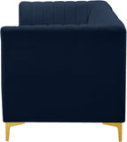 Alina Velvet / Engineered Wood / Metal / Foam Contemporary Navy Velvet Modular Sofa - 93" W x 33.5" D x 31" H