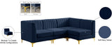 Alina Velvet / Engineered Wood / Metal / Foam Contemporary Navy Velvet Modular Sectional - 93" W x 67" D x 31" H