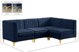 Alina Velvet / Engineered Wood / Metal / Foam Contemporary Navy Velvet Modular Sectional - 93" W x 67" D x 31" H