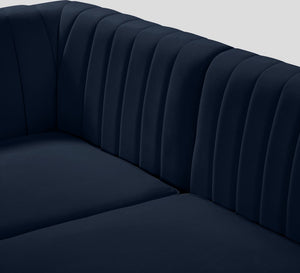 Alina Velvet / Engineered Wood / Metal / Foam Contemporary Navy Velvet Modular Sectional - 93" W x 67" D x 31" H