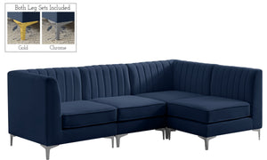 Alina Velvet / Engineered Wood / Metal / Foam Contemporary Navy Velvet Modular Sectional - 93" W x 67" D x 31" H