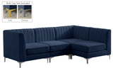 Alina Velvet / Engineered Wood / Metal / Foam Contemporary Navy Velvet Modular Sectional - 93" W x 67" D x 31" H