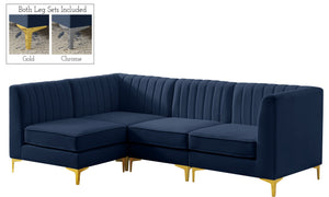 Alina Velvet / Engineered Wood / Metal / Foam Contemporary Navy Velvet Modular Sectional - 93" W x 67" D x 31" H