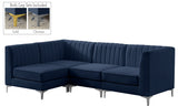 Alina Velvet / Engineered Wood / Metal / Foam Contemporary Navy Velvet Modular Sectional - 93" W x 67" D x 31" H