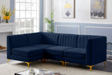 Alina Velvet / Engineered Wood / Metal / Foam Contemporary Navy Velvet Modular Sectional - 93" W x 67" D x 31" H