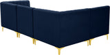 Alina Velvet / Engineered Wood / Metal / Foam Contemporary Navy Velvet Modular Sectional - 93" W x 67" D x 31" H