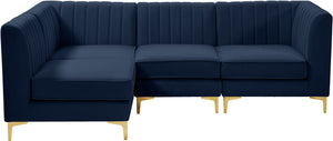 Alina Velvet / Engineered Wood / Metal / Foam Contemporary Navy Velvet Modular Sectional - 93" W x 67" D x 31" H