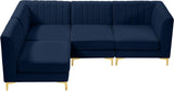 Alina Velvet / Engineered Wood / Metal / Foam Contemporary Navy Velvet Modular Sectional - 93" W x 67" D x 31" H