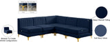 Alina Velvet / Engineered Wood / Metal / Foam Contemporary Navy Velvet Modular Sectional - 85.5" W x 85.5" D x 31" H