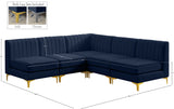 Alina Velvet / Engineered Wood / Metal / Foam Contemporary Navy Velvet Modular Sectional - 85.5" W x 85.5" D x 31" H