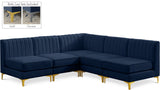 Alina Velvet / Engineered Wood / Metal / Foam Contemporary Navy Velvet Modular Sectional - 85.5" W x 85.5" D x 31" H