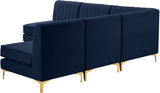 Alina Velvet / Engineered Wood / Metal / Foam Contemporary Navy Velvet Modular Sectional - 85.5" W x 85.5" D x 31" H