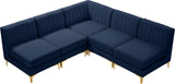 Alina Velvet / Engineered Wood / Metal / Foam Contemporary Navy Velvet Modular Sectional - 85.5" W x 85.5" D x 31" H