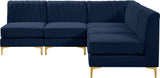 Alina Velvet / Engineered Wood / Metal / Foam Contemporary Navy Velvet Modular Sectional - 85.5" W x 85.5" D x 31" H