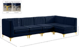 Alina Velvet / Engineered Wood / Metal / Foam Contemporary Navy Velvet Modular Sectional - 119" W x 59.5" D x 31" H