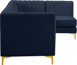 Alina Velvet / Engineered Wood / Metal / Foam Contemporary Navy Velvet Modular Sectional - 119" W x 59.5" D x 31" H