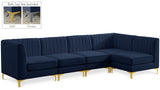 Alina Velvet / Engineered Wood / Metal / Foam Contemporary Navy Velvet Modular Sectional - 119" W x 59.5" D x 31" H