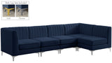 Alina Velvet / Engineered Wood / Metal / Foam Contemporary Navy Velvet Modular Sectional - 119" W x 59.5" D x 31" H