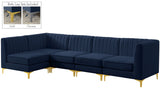 Alina Velvet / Engineered Wood / Metal / Foam Contemporary Navy Velvet Modular Sectional - 119" W x 59.5" D x 31" H