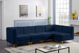 Alina Velvet / Engineered Wood / Metal / Foam Contemporary Navy Velvet Modular Sectional - 119" W x 59.5" D x 31" H