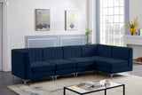 Alina Velvet / Engineered Wood / Metal / Foam Contemporary Navy Velvet Modular Sectional - 119" W x 59.5" D x 31" H