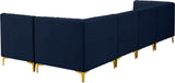 Alina Velvet / Engineered Wood / Metal / Foam Contemporary Navy Velvet Modular Sectional - 119" W x 59.5" D x 31" H