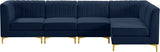 Alina Velvet / Engineered Wood / Metal / Foam Contemporary Navy Velvet Modular Sectional - 119" W x 59.5" D x 31" H